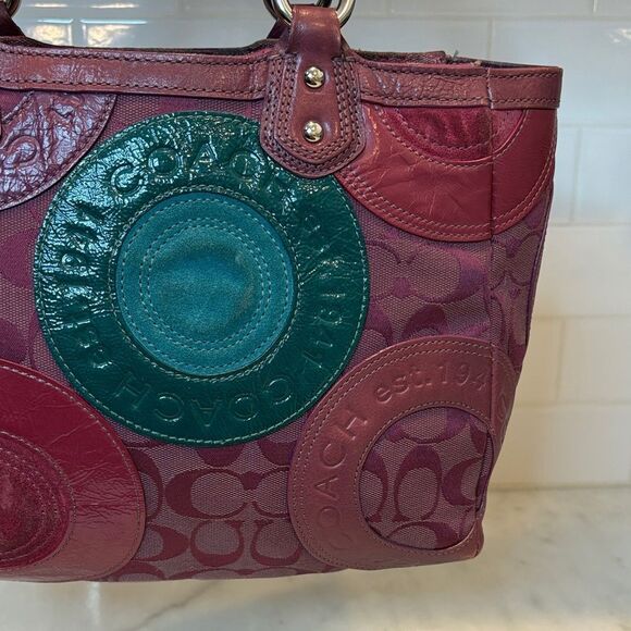 Coach Galaxy Mutlicolor Snap Head Patchwork Tote Shoulder Bag - Picture 5 of 16